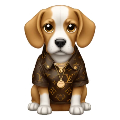 Dog wearing Louis Vuitton  sticker