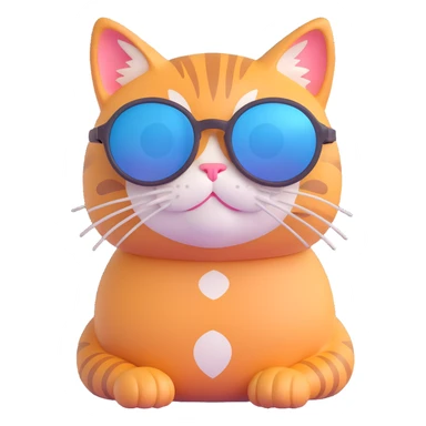cute cat wearing round sunglasses, relaxed mood sticker