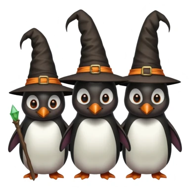 tall Demons Penguins with Witch Hat sticker