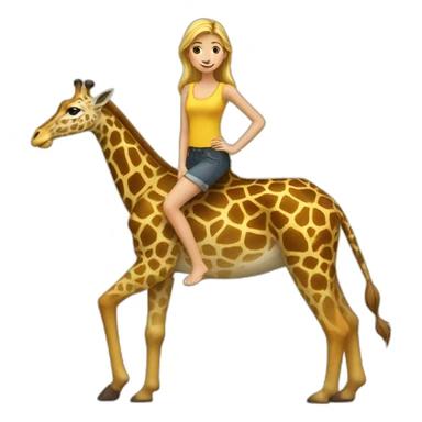 Une fille sur une girafe sticker