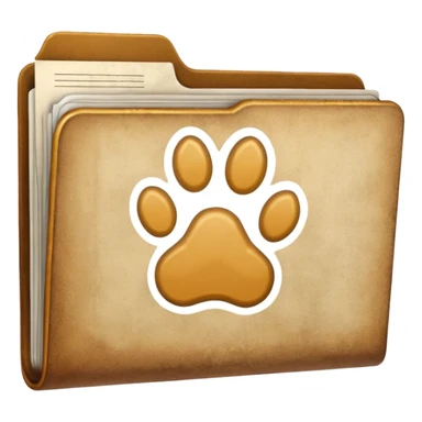 a folder of documents with a pawprint on it sticker
