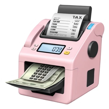 Light Pale Pink receipt machine portable for TAX Front sticker