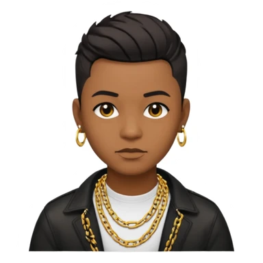 modern style music producer, brown skin, short black undercut hair, wearing a gold chain sticker