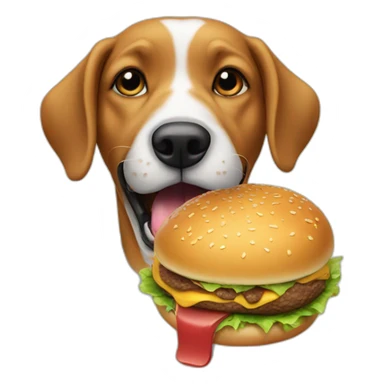 dog eating hamburger sticker