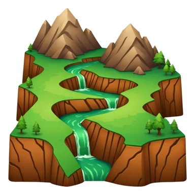 two landmasses with visible fault line, minimal, green and brown emoji sticker