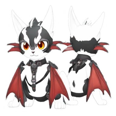 cool edgy black punk red ethereal fantasy nargacuga-bat-cat-Fakemon collar harness full body sticker