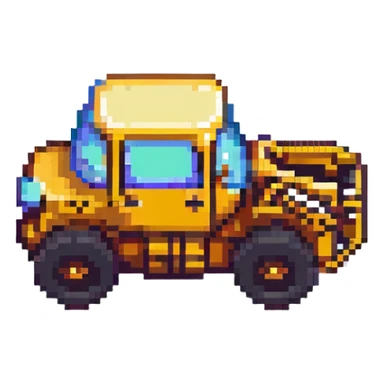 a digger construction vehicle, side view, pixel art style sticker