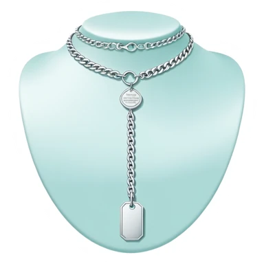 Tiffany big chain silver tag choker necklace “return to Tiffany” sticker