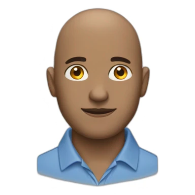 Bald man teacher wearing a blue collar shirt sticker