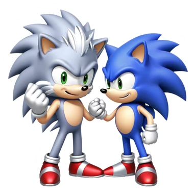 Sonic the Hedgehog and Silver the Hedgehog fist bumping sticker
