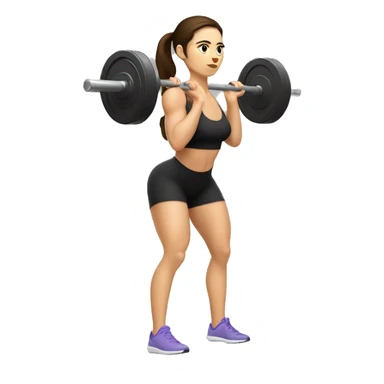 isolated brunette white girl doing barbell back squats  sticker