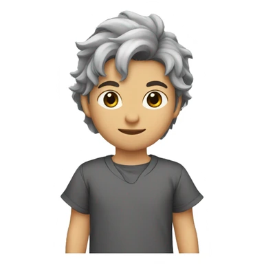 Chico de ojos marrones, con pelo gris, y vestido con pijama de dragón de color negro  sticker