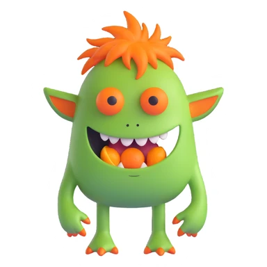 green monster with orange nose and orange hair sticker