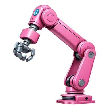 intense pink robotic arm holding pink Linkedin logo sticker
