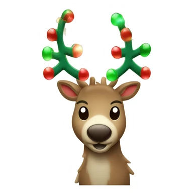 Reindeer with red, green, & white vintage Christmas lights  sticker