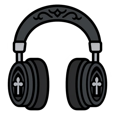 black gothic headphones with gothic patterns and silver accents sticker
