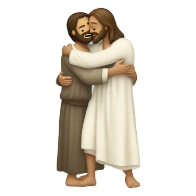 Jesus hugging god sticker