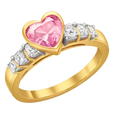 Gold engagement ring with pink heart diamond  sticker