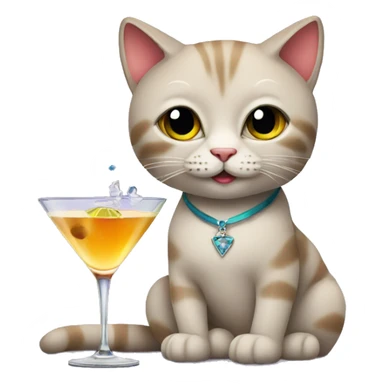 cat with martini  sticker
