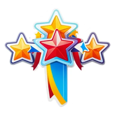 celebration with big five stars in row sticker