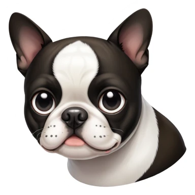 Boston Terrier with no black over left eyes sticker