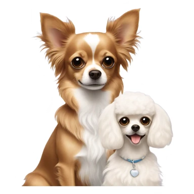 Chihuahua, long hair, brown, and a white poodle sticker