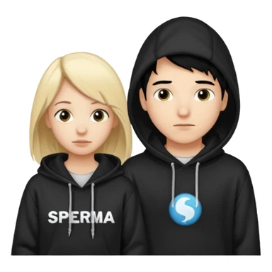 chce by to byla taka emotka 🙍‍♂️
chlopaka z czarnymi losami i czarna bluza z biaty.m
napisem "sperma" na srdoku i zeby za nim stala taka ladna blondynka z wlosami do klatki piersiowej ciagnaca za sznurek od
kaptura od bluzy tej pierwszej osobyl sticker