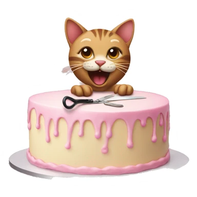 A cat with cutting cake  sticker