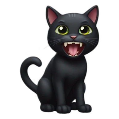 black cat with fangs sticker