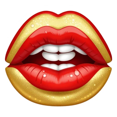 glittery red lipstick kiss mark sticker