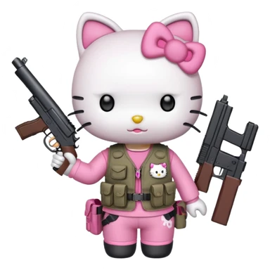 Hello kitty whit a gun  sticker