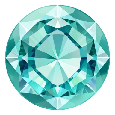 round cut aquamarine gem with pale blue-green color and swirling holographic color play sticker