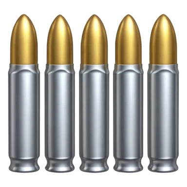 five gun bullets. four of them of one color and the fifth one of another color sticker
