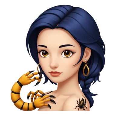 Girl with tattoo, Scorpion zodiac sign. sticker