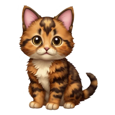 A high-resolution photo-realistic digital illustration of a brown multicoloured  tortoiseshell kitten, chest upward sticker