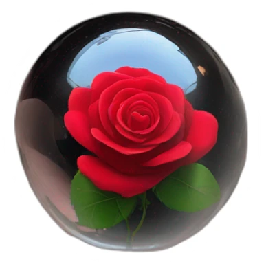 Red rose in a dark shiny glass sphere  sticker