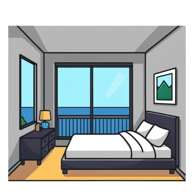 clean minimalist aesthetic bedroom with natural light sticker