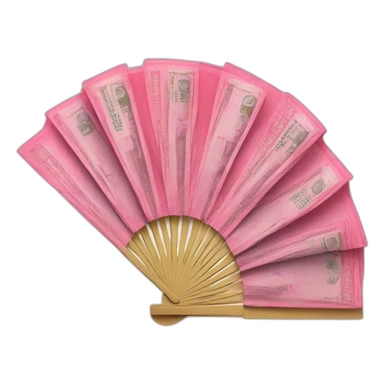 pink banknotes folded in a fan sticker