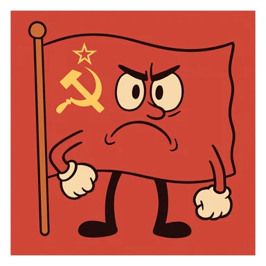 flag of the Soviet Union, red background, gold hammer and sickle with star in the top left corner, iconic, simple, bold design sticker