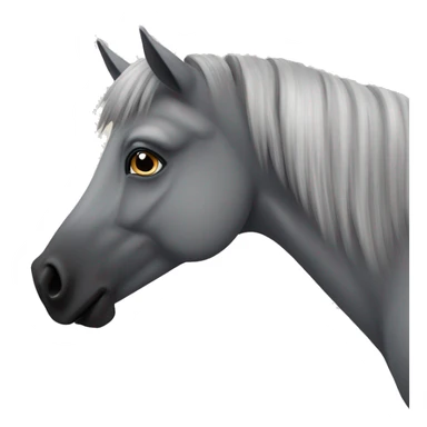 Grey fjord horse with little black shetland pony sticker