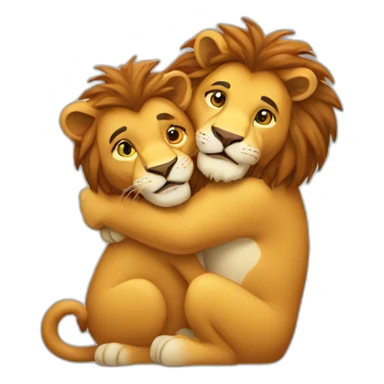 Hugging lion sticker