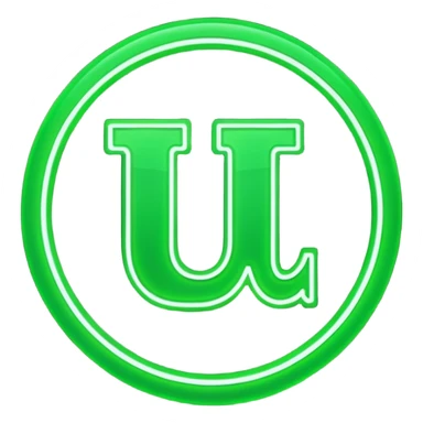 Make a logo of the letter UE with a neon green ring around in a circle sticker