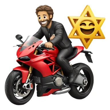 Ducati motorcycle with Jewish person riding it sticker