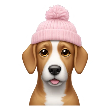 dog wearing light pink beanie sticker