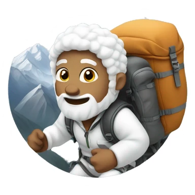 White sherpa climbing a mountain with backpack sticker
