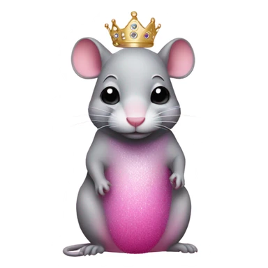 Pink ombre rat with tiara and glitted sticker