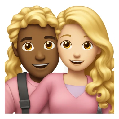make a guy and a girl, they are hugging, the girl has pink long wavy hair, the guy has blonde hair sticker