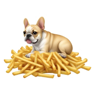 Frenchie eating French fries sticker