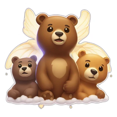 Heavenly Bear of power hanging out with his besties sticker