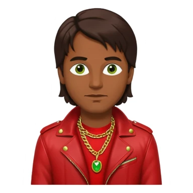 Robert Pilatus, German Singer (1964-1998) with medium dark skin, long dark brown hair, green eyes, red outfit sticker